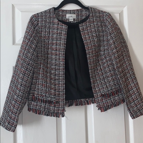 Tweed jacket. Black, white, & red pattern - Picture 1 of 4